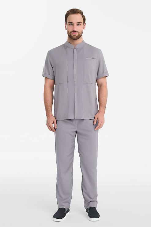 Рубашка мужская на молнии Тезис TZ700, серо-бежевый, 56