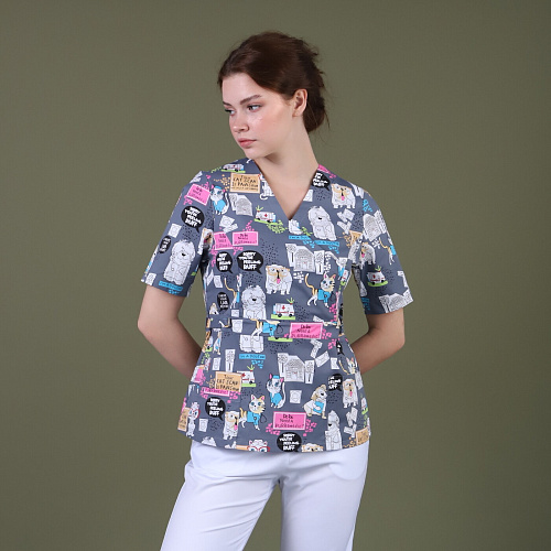 Туника женская Тезис TZ305, принт "Котики и собачки", 60