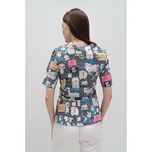 Туника женская Тезис TZ305, принт "Котики и собачки", 60