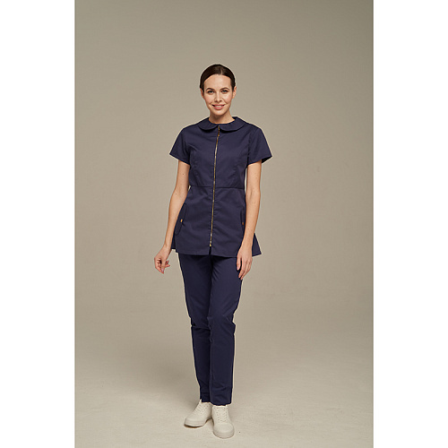 Туника женская Dr. Nice на молнии, с воротником, синий, 46