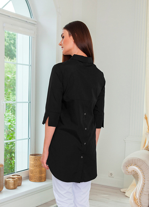 Рубашка женская на кнопках, черный, 44