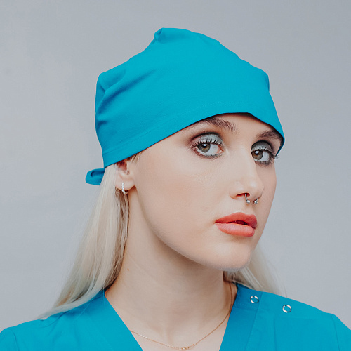 Шапочка однотонная, R130 аквамарин, универсальная