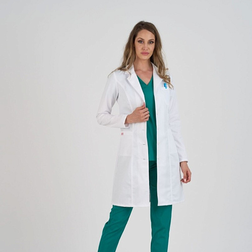 Халат женский Тезис TZ815 на пуговицах, белый, 52