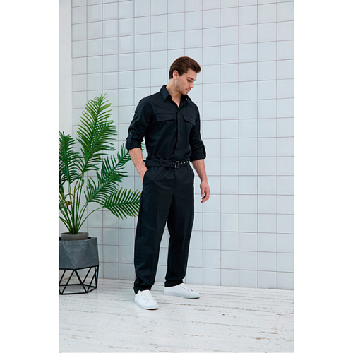 Комбинезон мужской Dr. Nice, с поясом с пряжкой, черный, 48