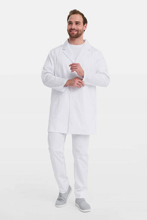 Халат мужской на пуговицах Тезис TZ800, velum, белый, 48