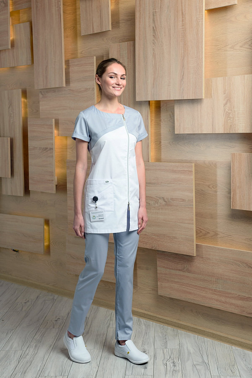 Блуза женская «Жемчуг», белый/серый, 56