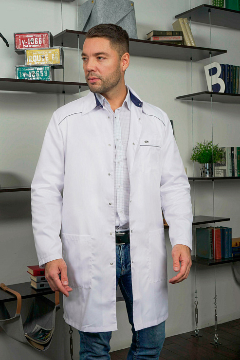 Халат мужской «Силуэт», темно-синий, 48