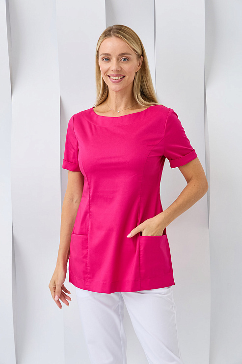 Туника женская Dr. Nice с молнией сзади, короткий рукав, малиновый, 40