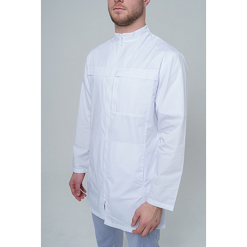 Халат медицинский мужской на молнии, белый, 52