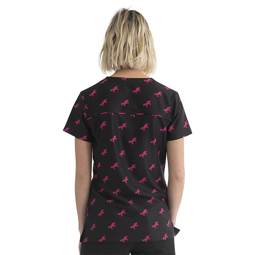 Топ женский HeartSoul HS638, черный, принт с единорогом, L