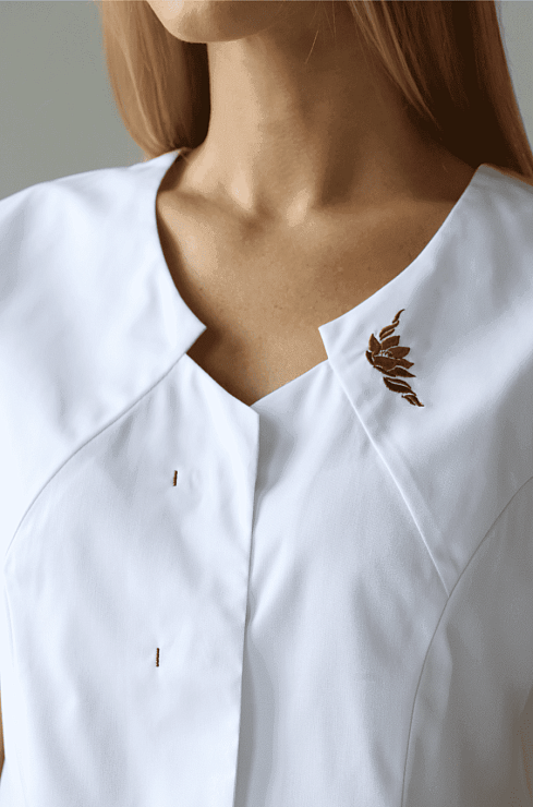 Халат женский «Милана», белый с вышивкой, 44