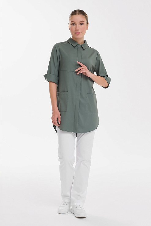 Рубашка женская на кнопках Тезис TZ450, оливковый, 42