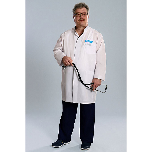 Халат мужской 550, длинный рукав, белый, 48