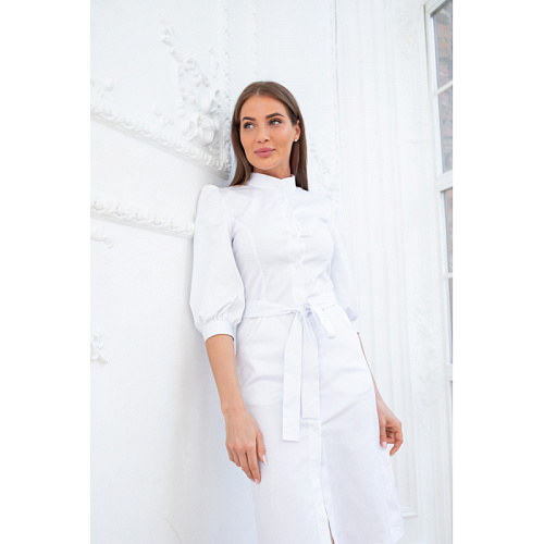 Платье Dr. Nice на пуговицах, белый, 46