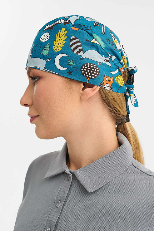 Шапочка медицинская Тезис TZ002, принт "Звери", синий