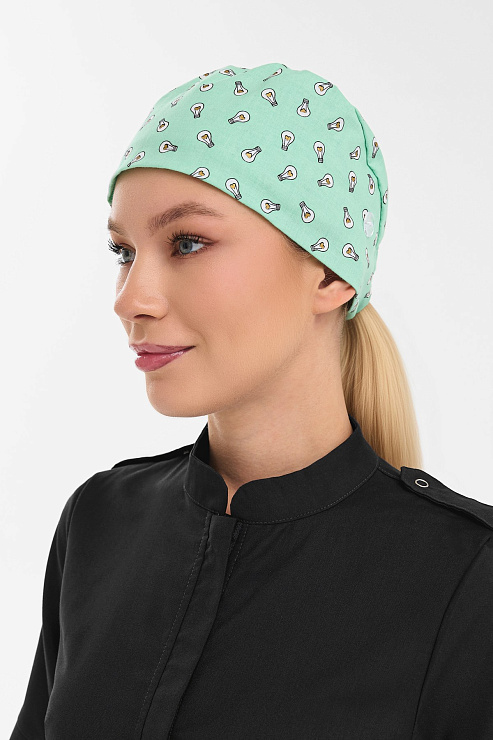 Шапочка медицинская Тезис TZ002, принт "Лампочки", зеленый