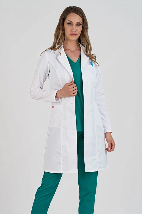 Халат женский Тезис TZ815 на пуговицах, белый, 52