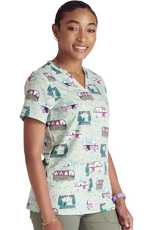 Топ женский Tooniforms TF738, принт "Кемпинг", зеленый, XL