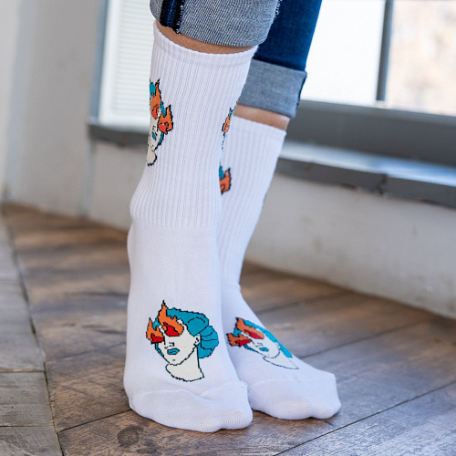 Носки мужские, "Огонь в глазах", белый, 41-45