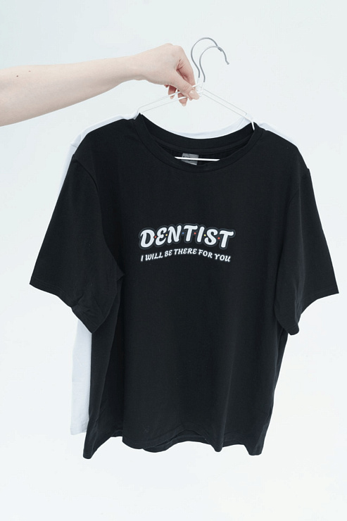 Футболка женская Тезис, принт "Dentist", черный, 46-48