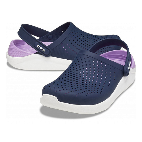Сабо CROCS LiteRide Clog, темно-синие с сиреневым задником, 36-37