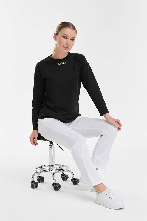 Лонгслив женский Тезис TZ112, принт "DENTIST", черный, 44