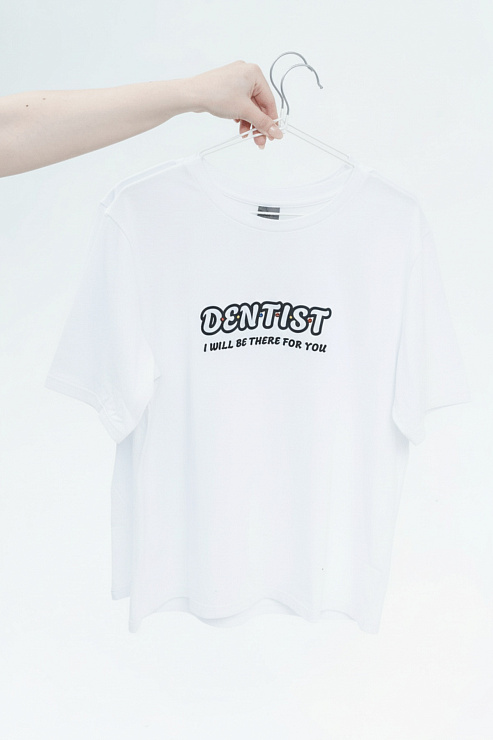 Футболка женская Тезис, принт "Dentist", белый, 48-50