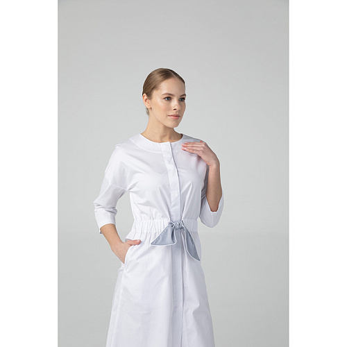 Платье Dr. Nice с серым поясом, белый, 42