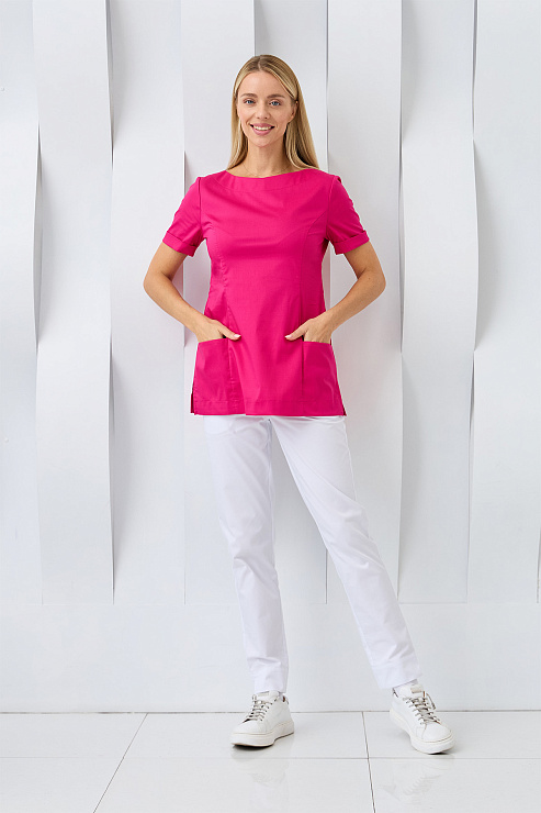 Туника женская Dr. Nice с молнией сзади, короткий рукав, малиновый, 40