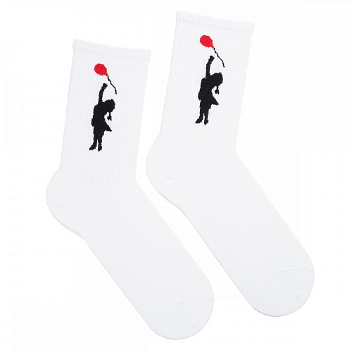 Носки мужские, "Девочка с шариком", белый, 41-45