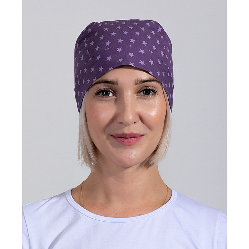 Шапочка медицинская, принт "Звездочки", фиолетовый