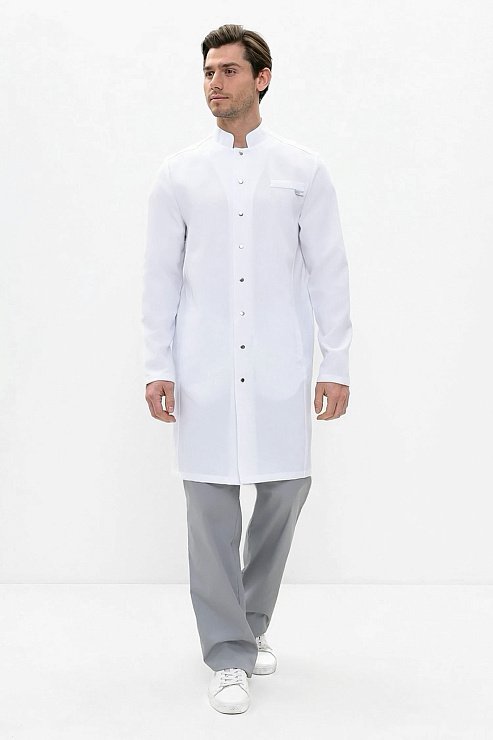 Халат мужской 584 Streich, длинный рукав, белый, 56