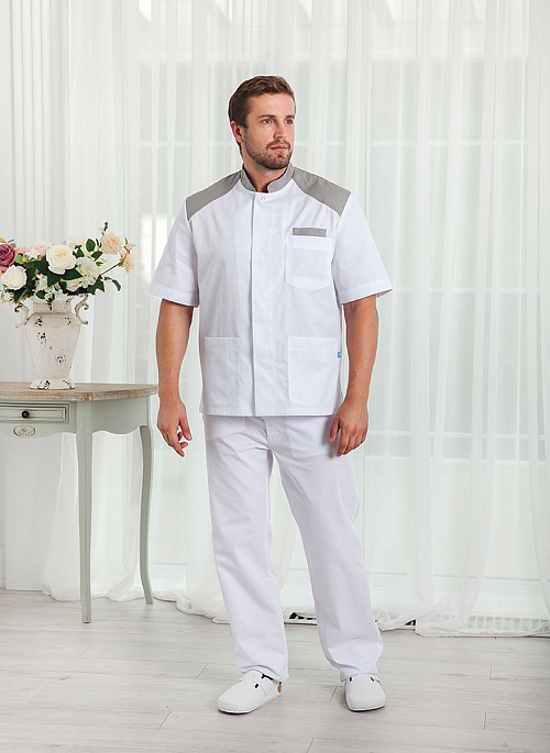 Рубашка мужская на кнопках, белый, 52