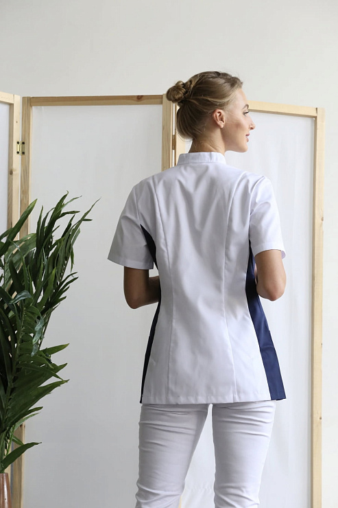 Блуза женская «Венеция», белый/темно-синий, 56