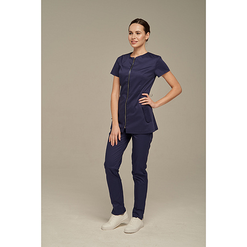 Туника женская Dr. Nice на молнии, без воротника, синий, 50