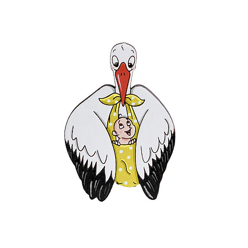 Значок "Аист с малышом", желтая пеленка