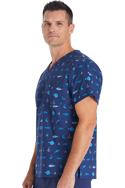 Топ мужской Cherokee CK692, принт "Рыбалка", синий, M