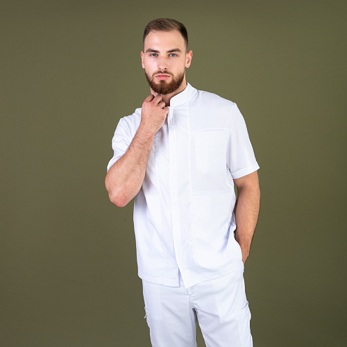 Рубашка мужская на молнии Тезис TZ700, белый, 54