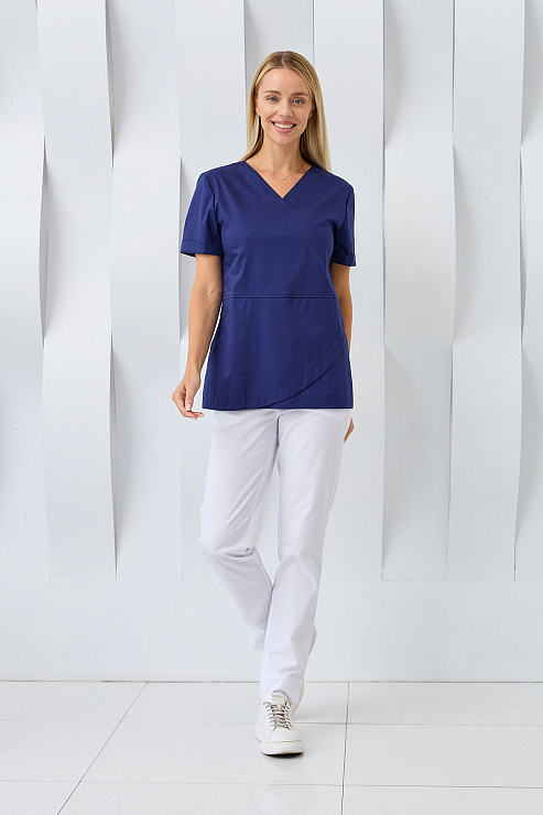 Туника женская Dr. Nice, короткий рукав, синий, 40