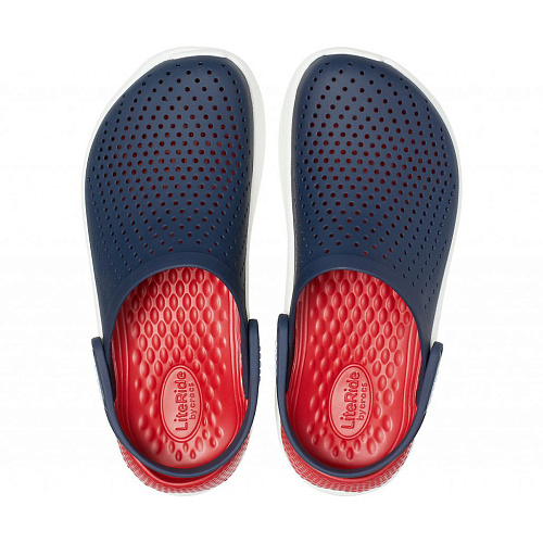 Сабо CROCS LiteRide Clog, темно-синие с красным задником, 45-46