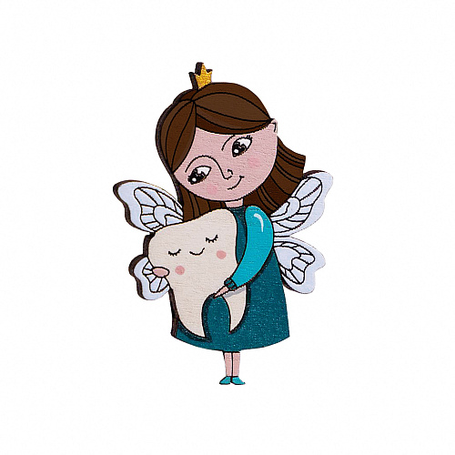 Значок "Зубная фея NEW", брюнетка, зеленое платье