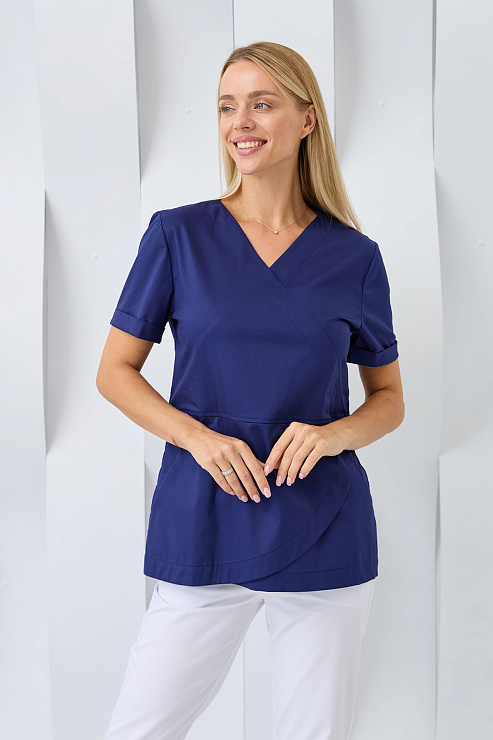 Туника женская Dr. Nice, короткий рукав, синий, 40