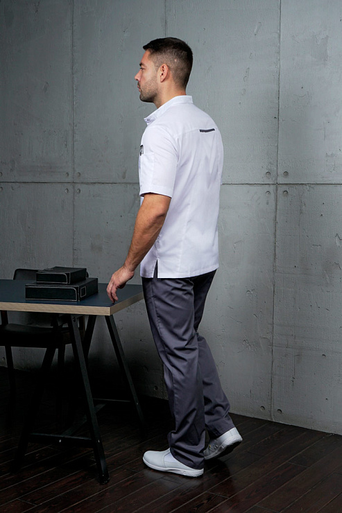 Блуза мужская «Алекс», белая/графит, 52