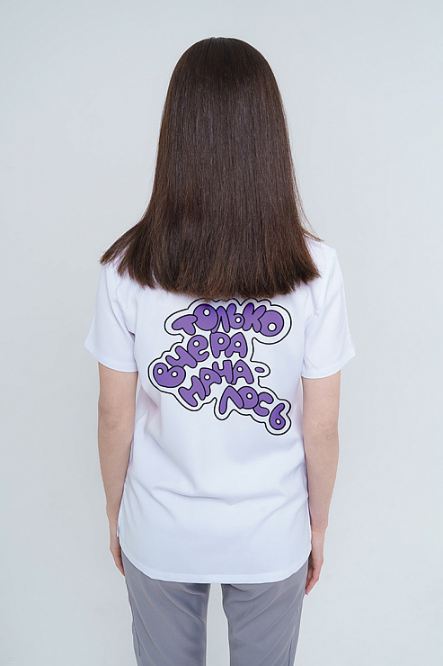 Туника женская Тезис TZ300, принт "Только вчера началось", белый, 44