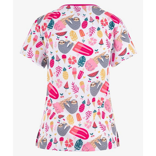 Топ женский RothWear MC8564, принт "Sloth Party", белый, L