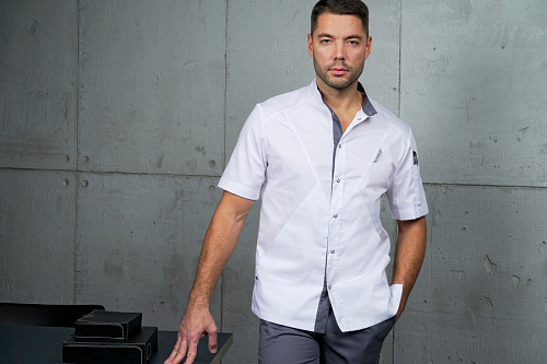 Блуза мужская «Алекс», белая/графит, 52