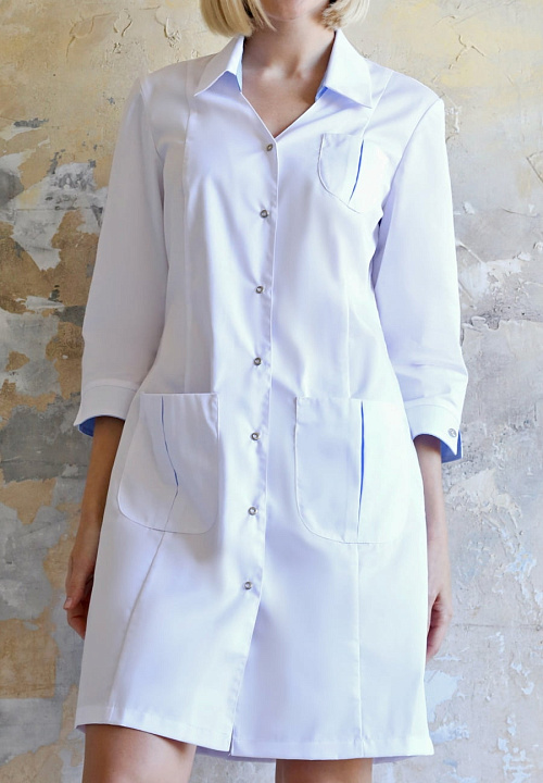 Халат женский «Соната», белый с голубым, 40