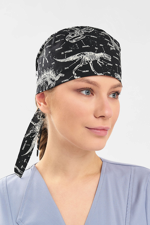 Шапочка медицинская Тезис TZ002, принт "Динозавры", черный