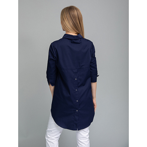 Рубашка женская на кнопках, темно-синий, 50