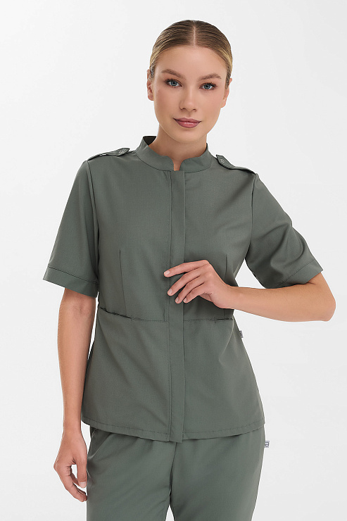 Рубашка женская на молнии Тезис TZ400, оливковый, 58